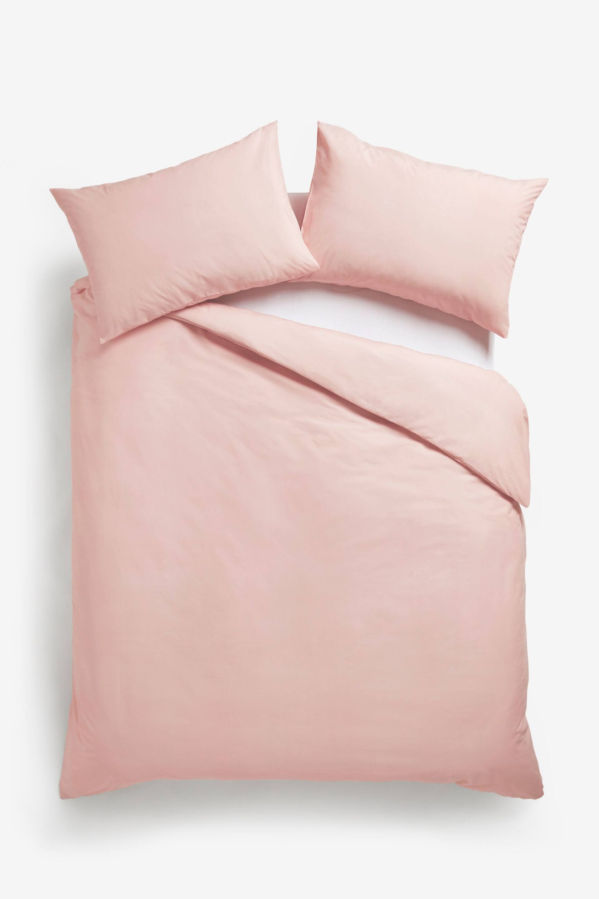 Pink Easy Care Polycotton Plain Duvet Cover and Pillowcase Set - Image 5 of 6