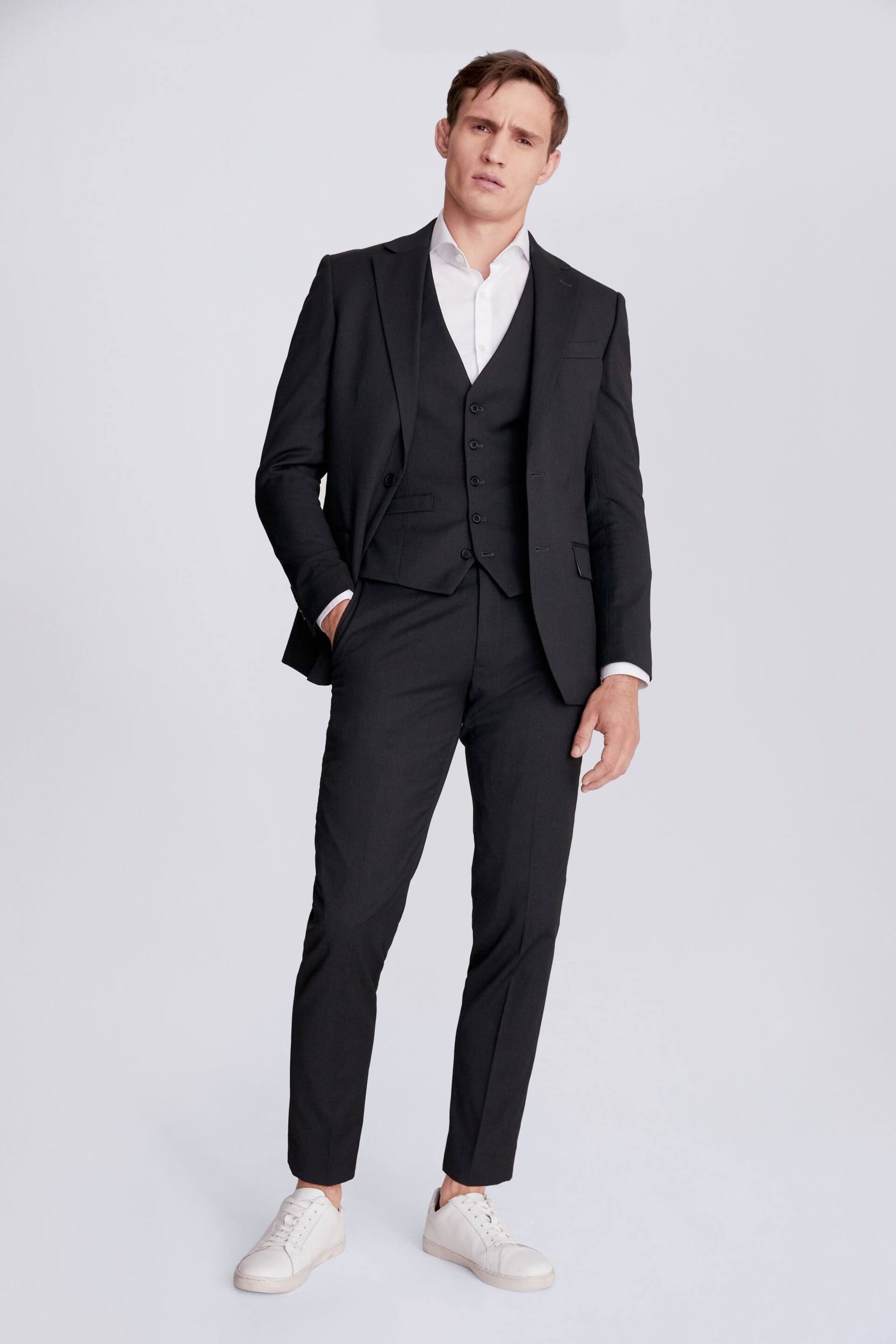 MOSS Charcoal Grey Tailored Stretch Suit: Jacket - Image 4 of 8