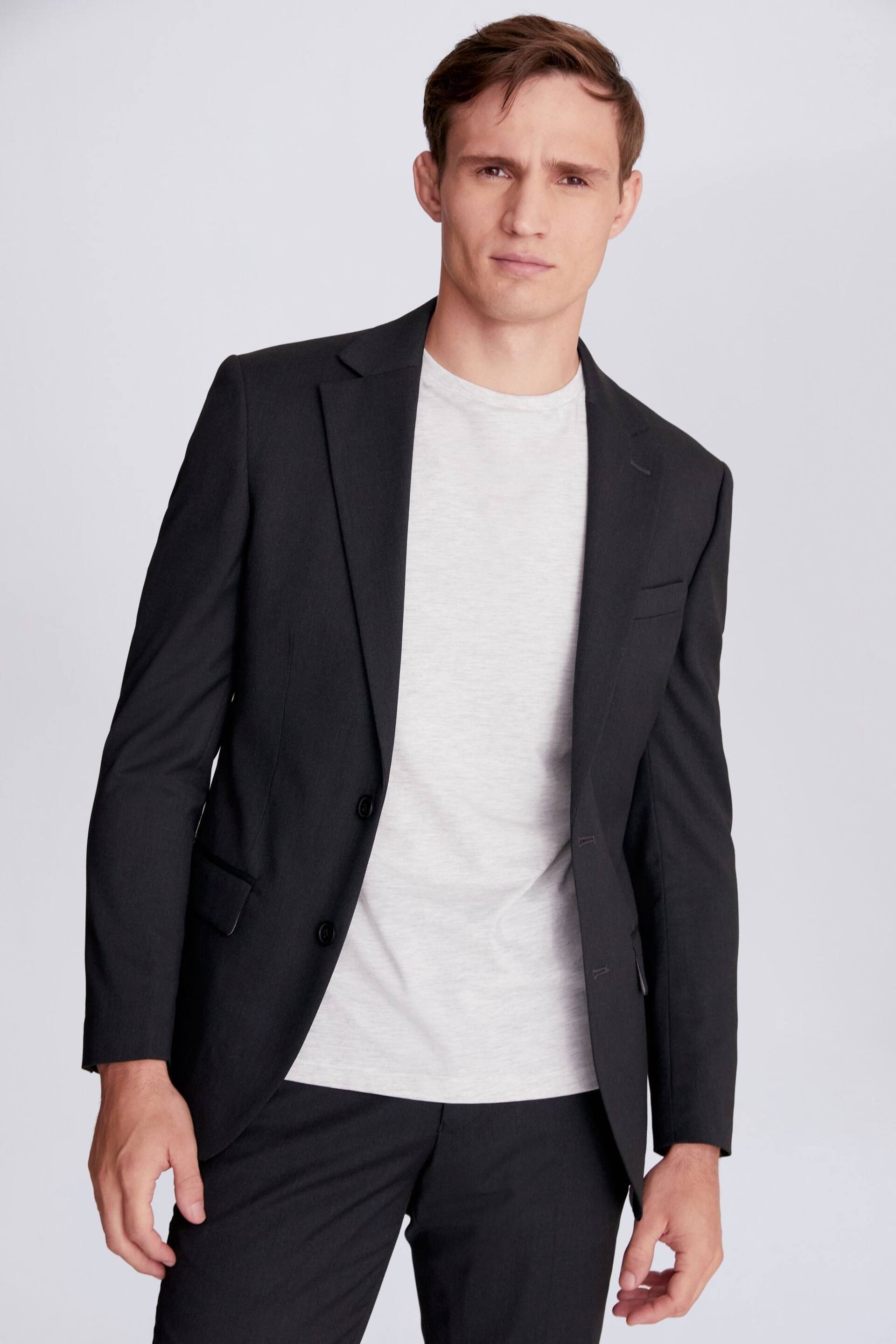 MOSS Charcoal Grey Tailored Stretch Suit: Jacket - Image 6 of 8
