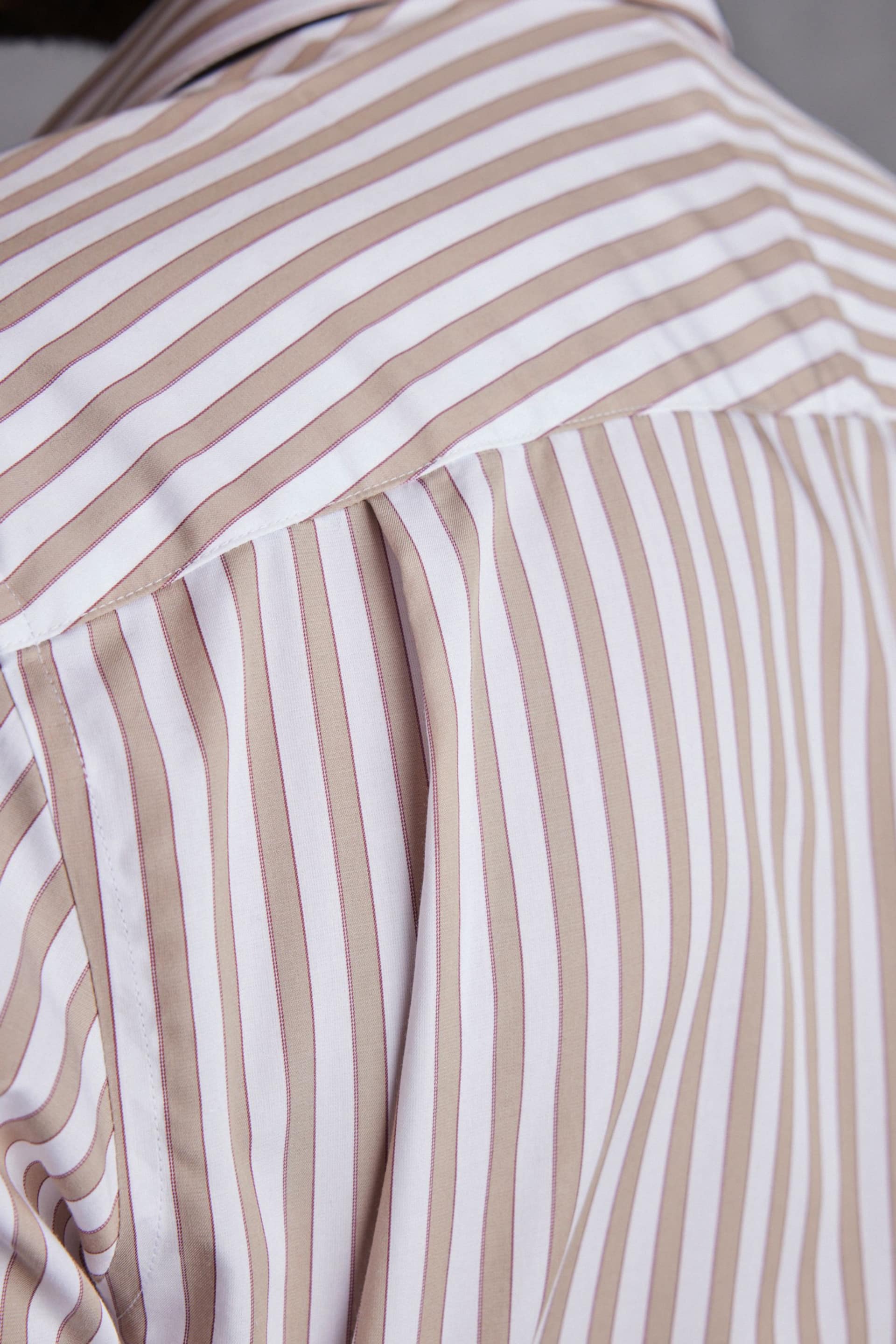 Neutral Brown/White Stripe Signature Trimmed Shirt - Image 5 of 9