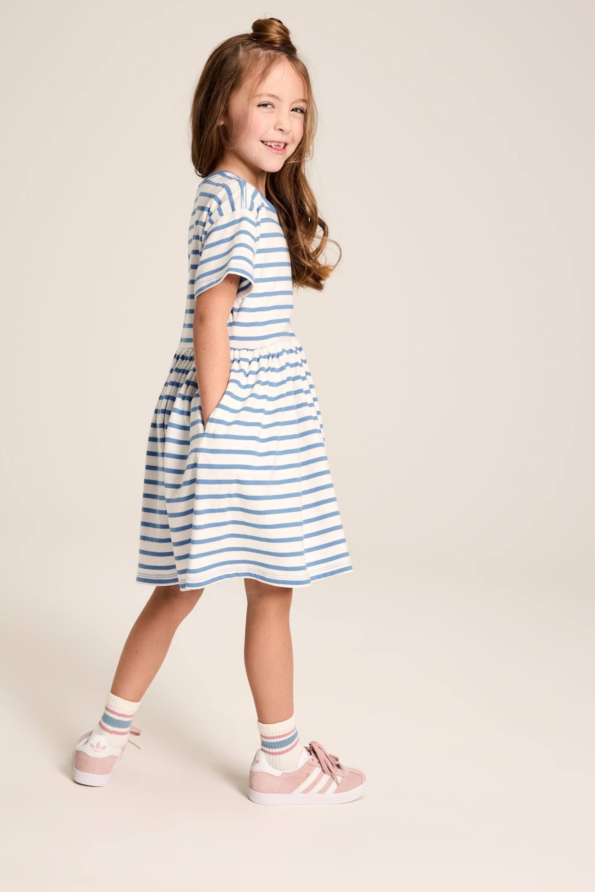 Joules Skye Blue Striped Jersey T-Shirt Dress - Image 3 of 10
