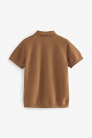 Rust Brown Textured Knitted Polo Shirt (3-16yrs) - Image 3 of 4