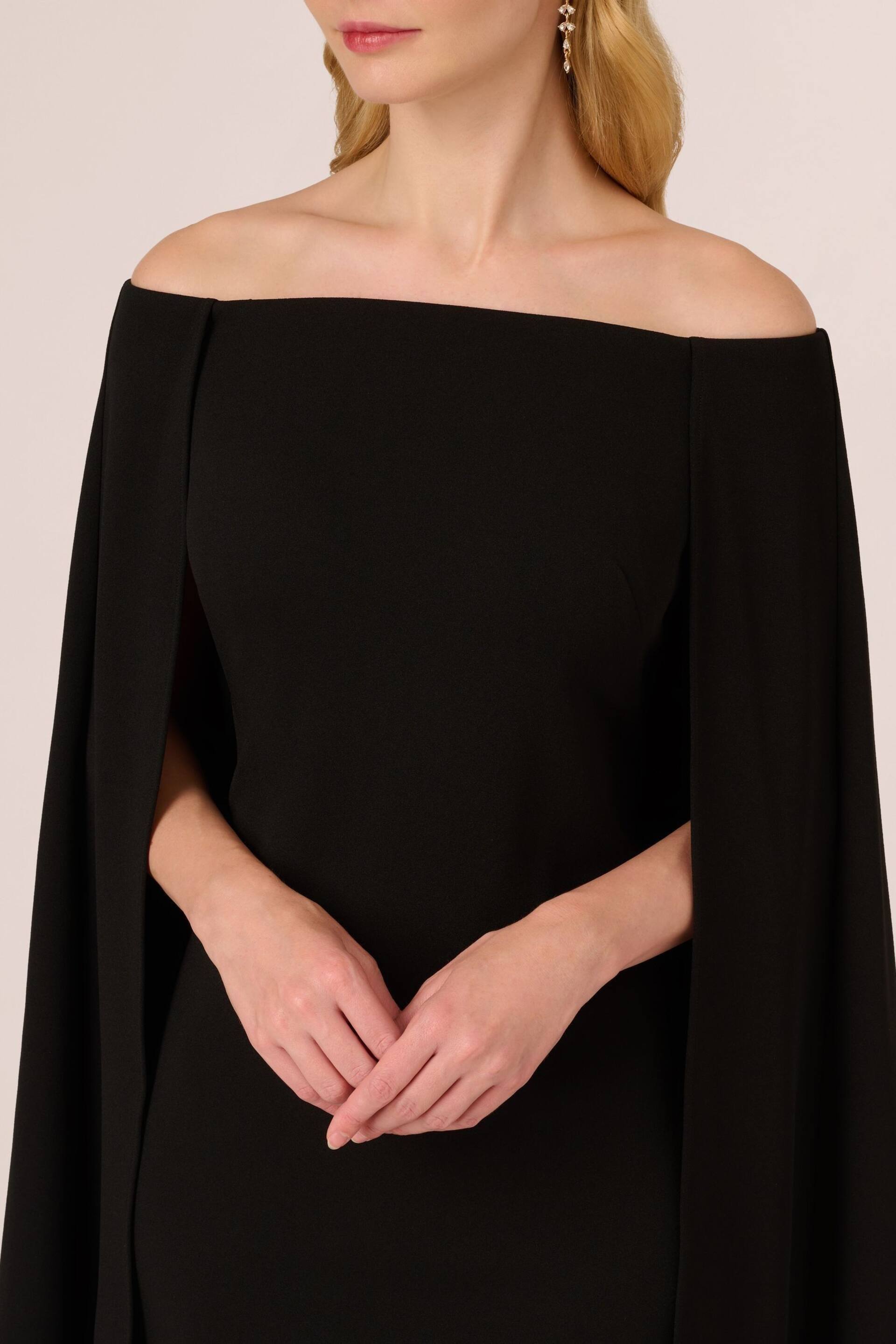 Adrianna Papell Off Shoulder Cape Black Dress - Image 4 of 7