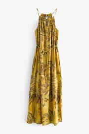 Ochre Yellow Leaf Print Strappy Maxi Summer Dress - Image 6 of 7