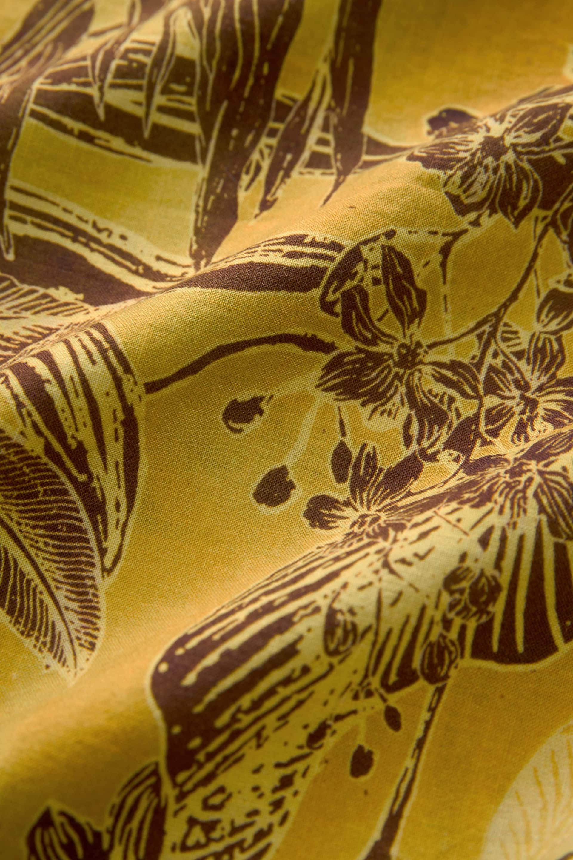 Ochre Yellow Leaf Print Strappy Maxi Summer Dress - Image 7 of 7