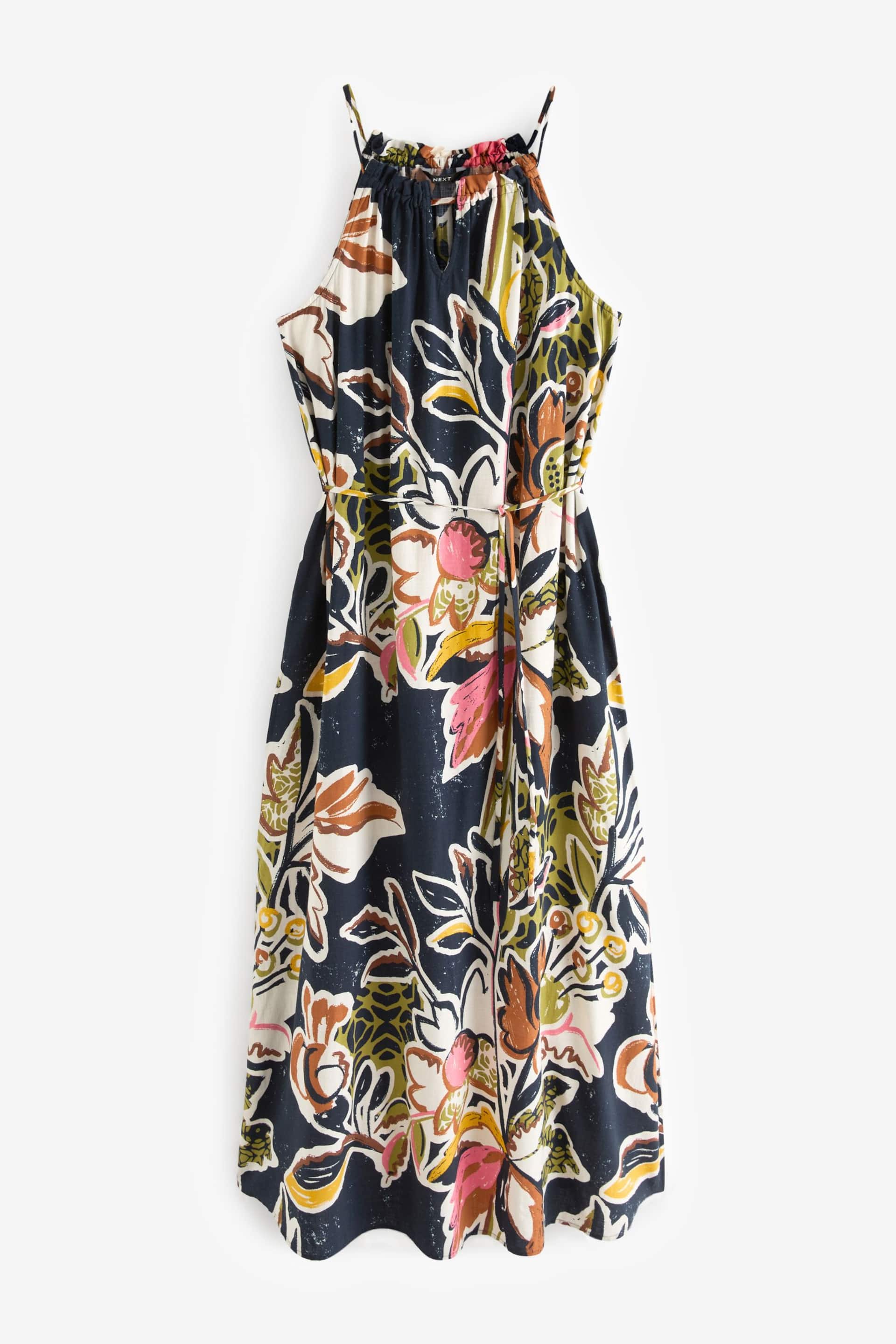 Navy Abstract Floral Strappy Maxi Summer Dress - Image 5 of 6