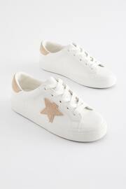 White Neutral Wide Fit (G) Star Lace-Up Trainers - Image 1 of 5