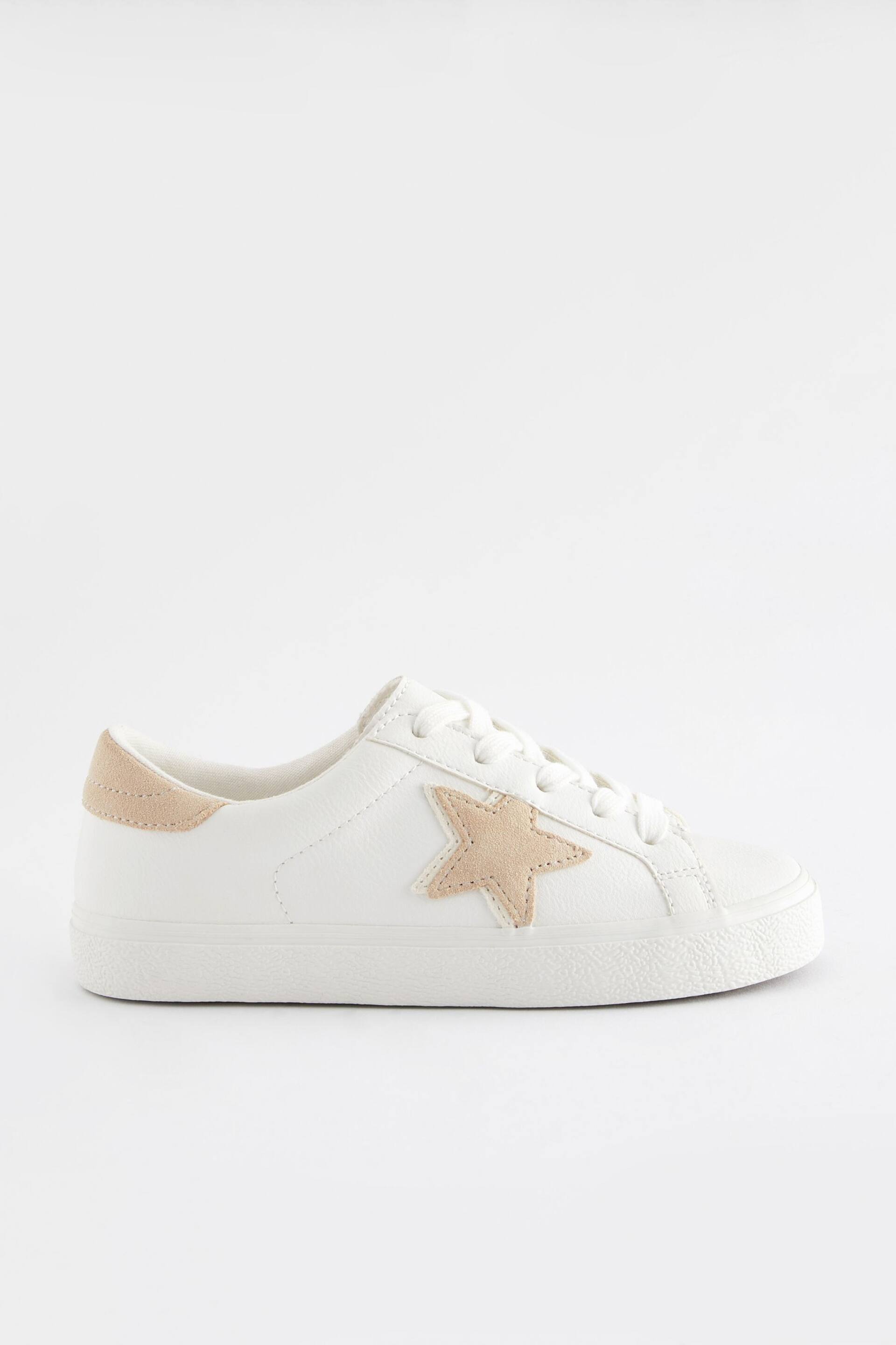 White Neutral Wide Fit (G) Star Lace-Up Trainers - Image 2 of 5