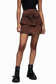 AllSaints Brown Andy Denim Skirt - Image 1 of 5
