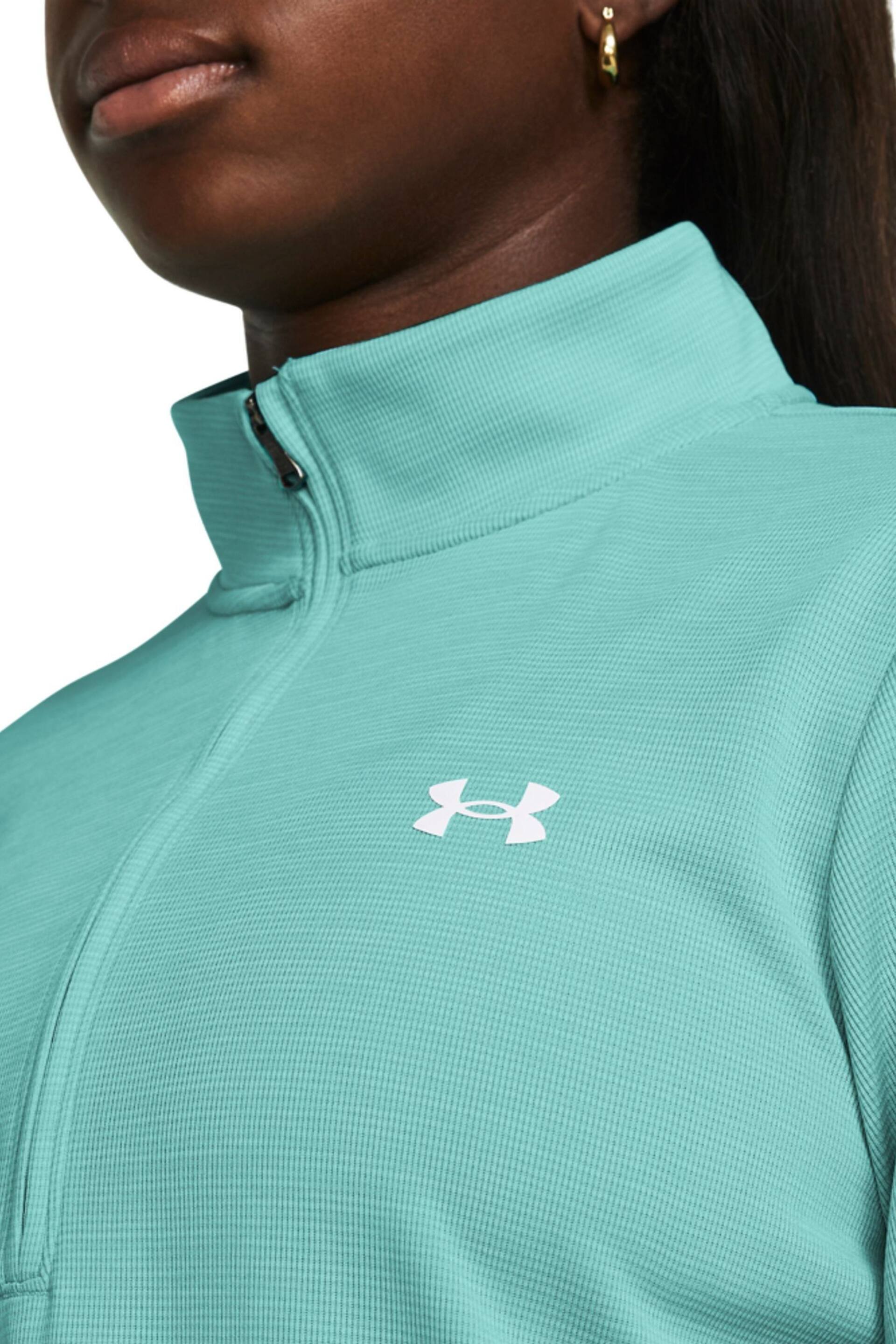 Under Armour Teal Blue Tech 1/4 Zip Sweatshirt - Image 3 of 5