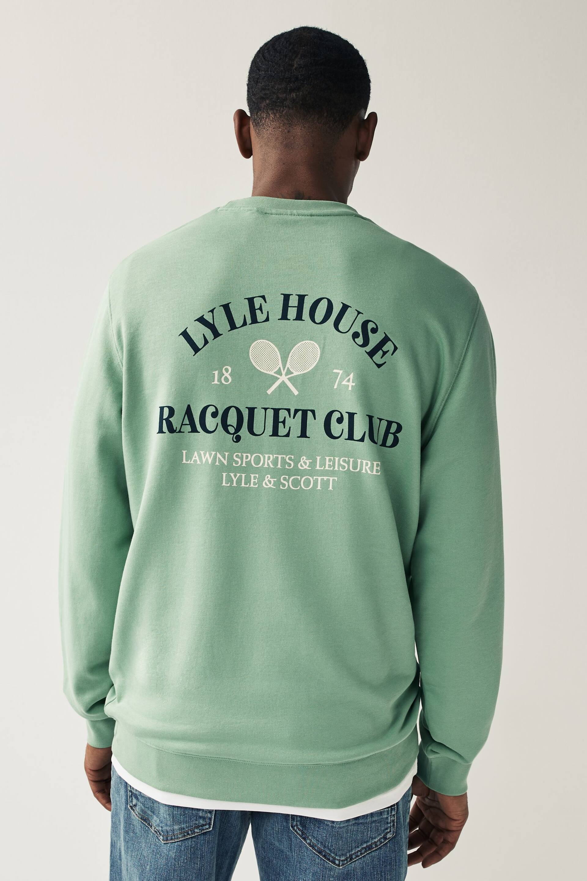 Lyle & Scott Racquet Club Graphic Back Print Sweatshirt - Image 3 of 5