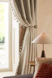 Light Natural Next Textured Tassel Edge Eyelet Blackout/Thermal Curtains - Image 5 of 7