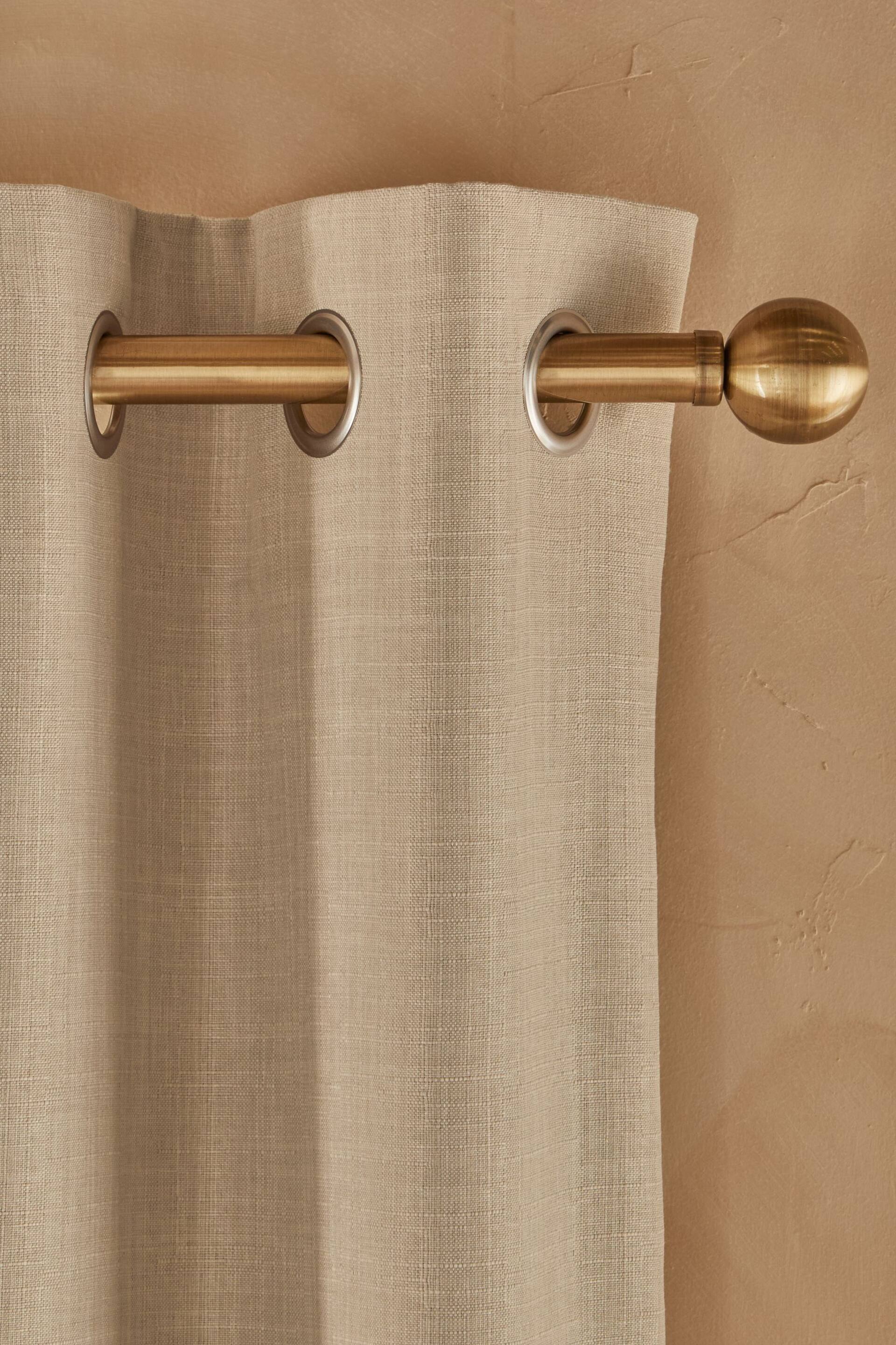 Light Natural Next Textured Tassel Edge Eyelet Blackout/Thermal Curtains - Image 6 of 7