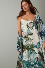 Green/Ecru Linen Blend Floral Slip - Image 2 of 7