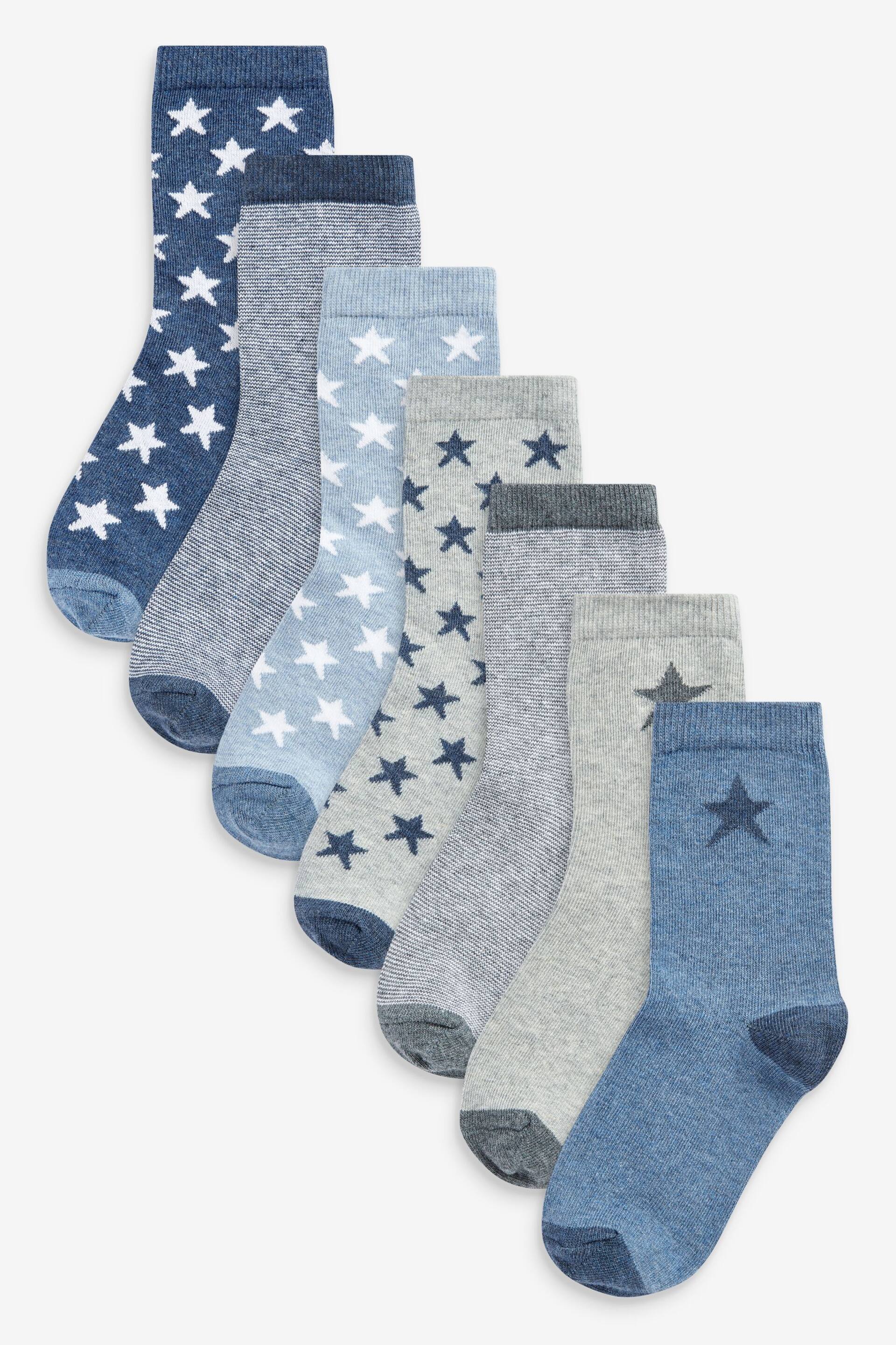 Blue Stars Cotton Rich Socks 7 Pack - Image 1 of 9