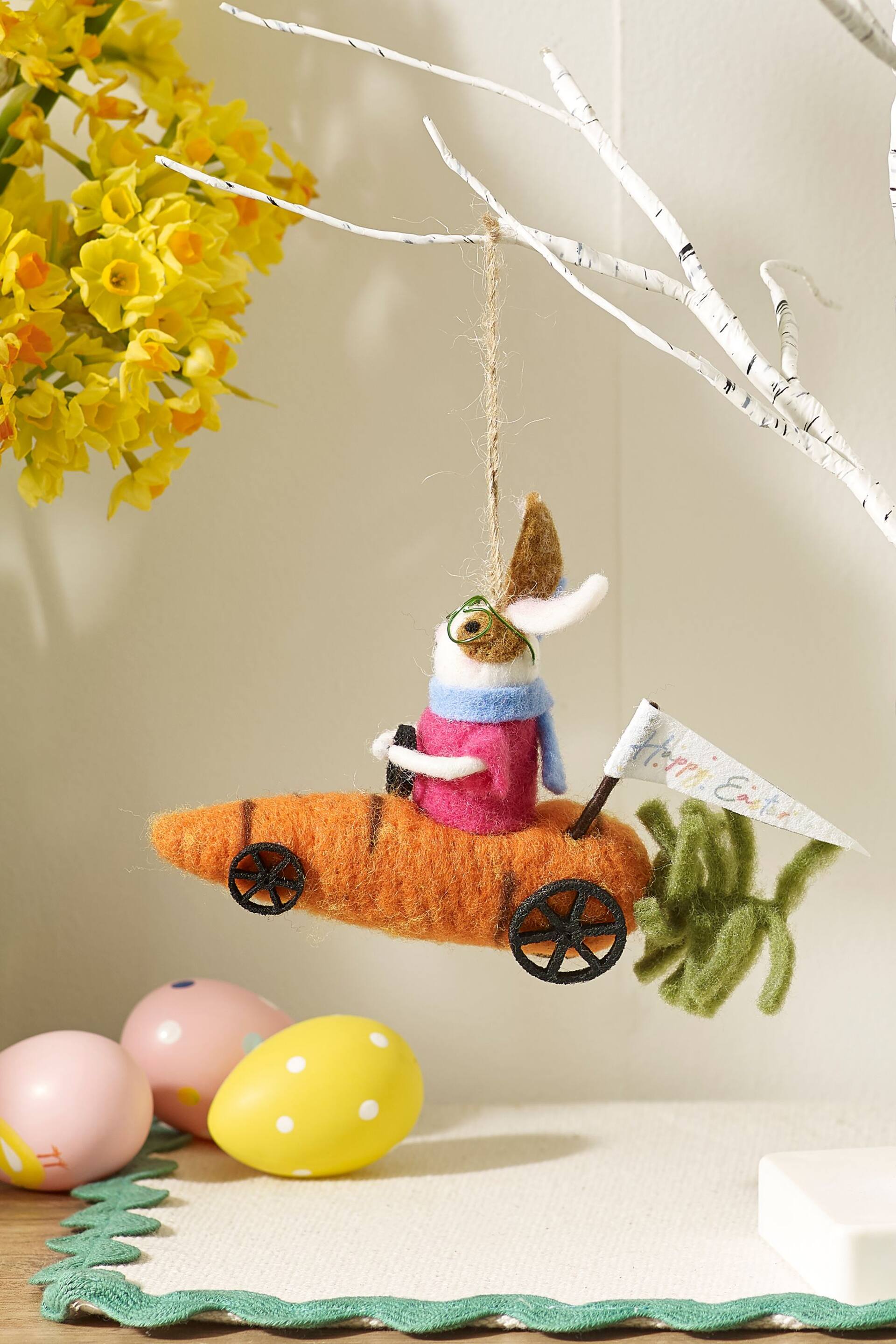 Orange Easter Felt Rabbit Hanging Decoration - Image 1 of 4