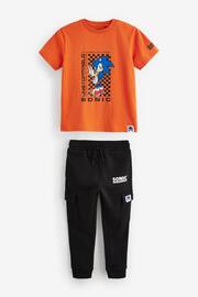 Orange/Black Licensed Sonic T-Shirt And Jogger Set (3-16yrs) - Image 1 of 4
