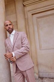Pink Regular Fit Nova Fides Italian Wool Blend Suit: Jacket - Image 4 of 13