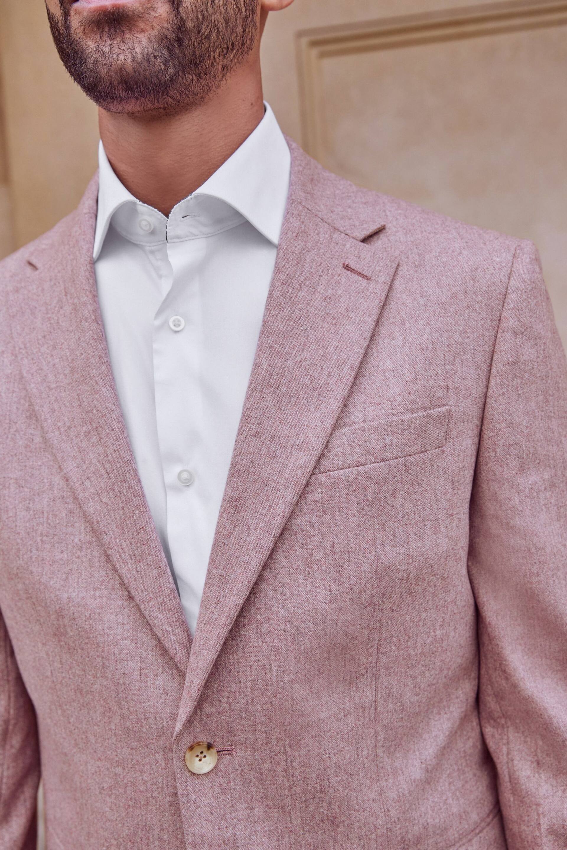 Pink Regular Fit Nova Fides Italian Wool Blend Suit: Jacket - Image 6 of 13
