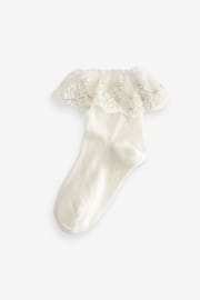 Cream Cotton Rich Bridesmaid Ruffle Ankle Socks 2 Pack - Image 2 of 2