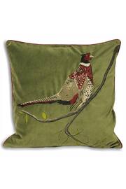 Riva Paoletti Green Hunter Velvet Embroidered Polyester Filled Cushion - Image 2 of 4