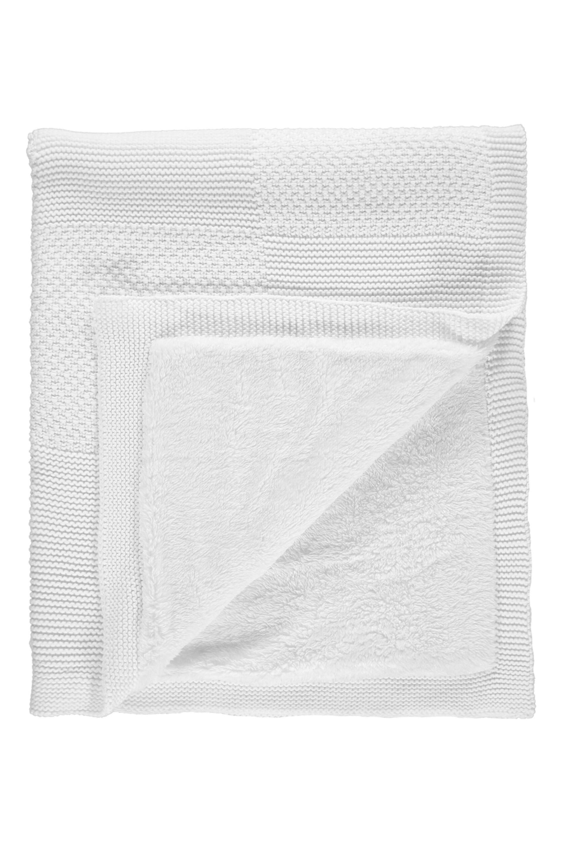 White Plush Knitted Blanket - Image 2 of 3