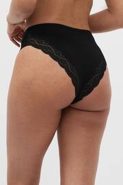 White/Black/Grey High Rise High Leg Cotton and Lace Knickers 4 Pack - Image 3 of 8