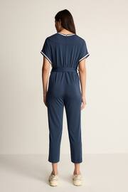 Navy Blue Short Sleeve Tipped Jumpsuit - Image 3 of 6