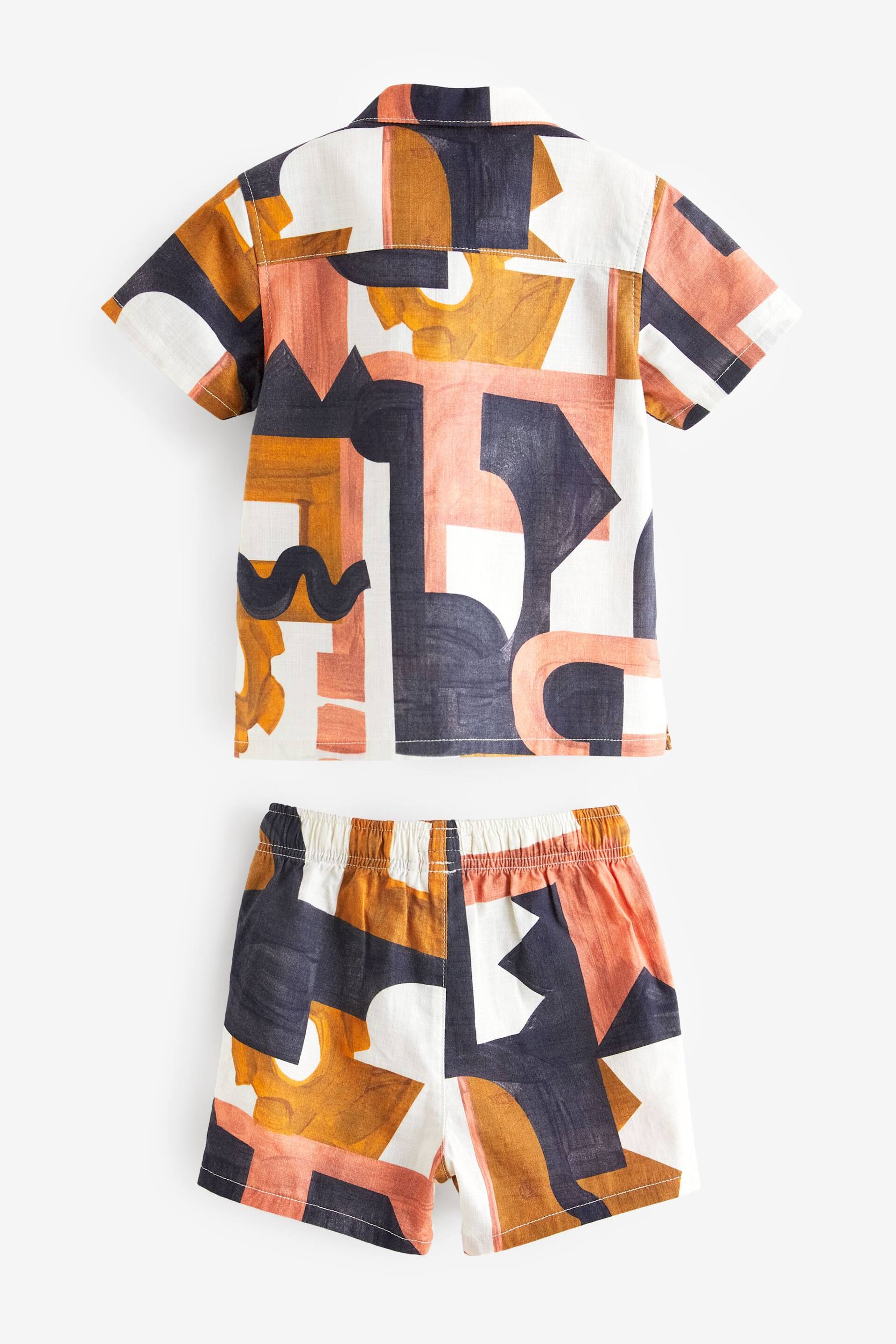 Tan Brown Short Sleeves Printed Shirt and Shorts Set (3mths-12yrs) - Image 5 of 6