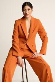 Orange Tailored Crepe Edge to Edge Fitted Blazer - Image 3 of 7