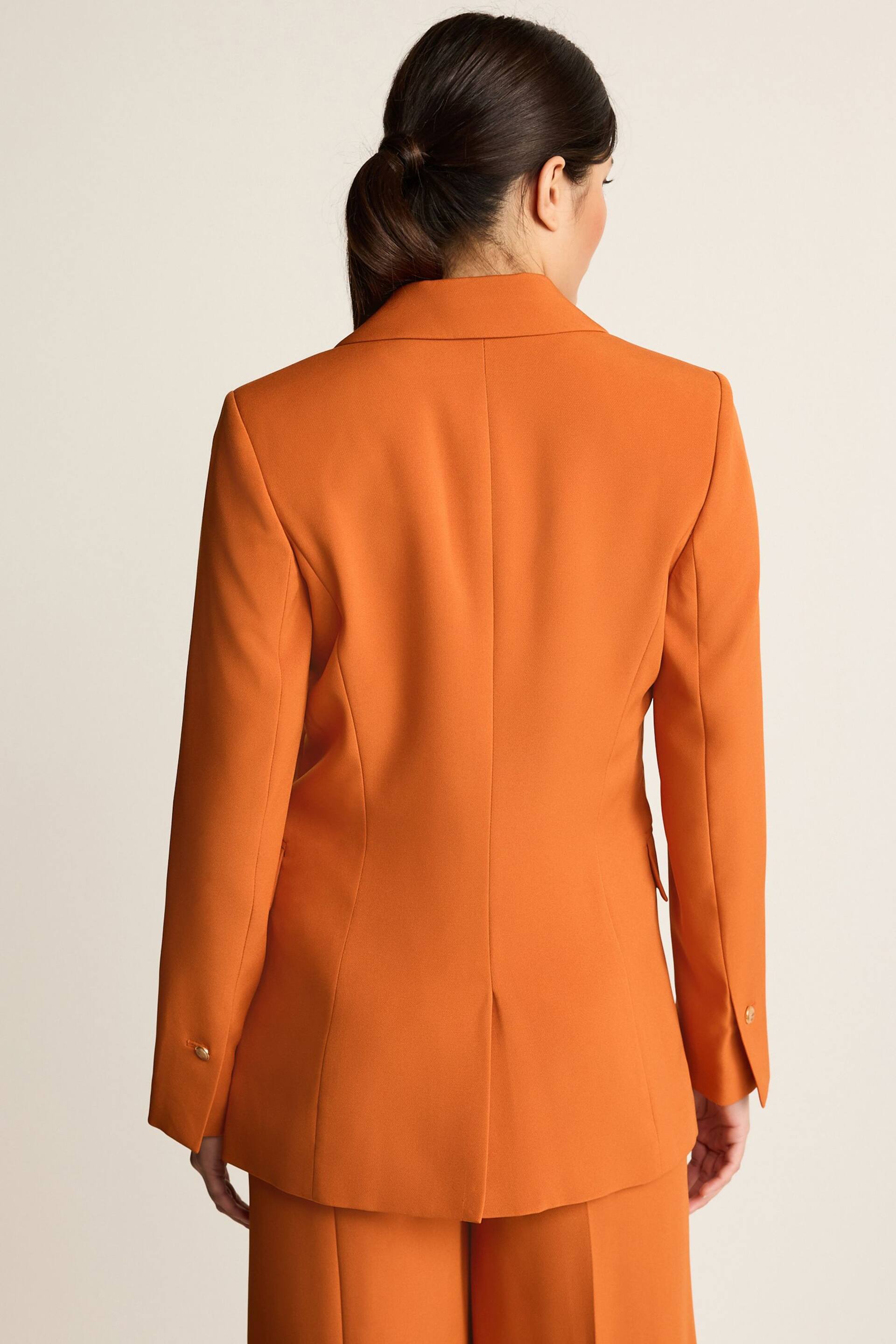 Orange Tailored Crepe Edge to Edge Fitted Blazer - Image 4 of 7