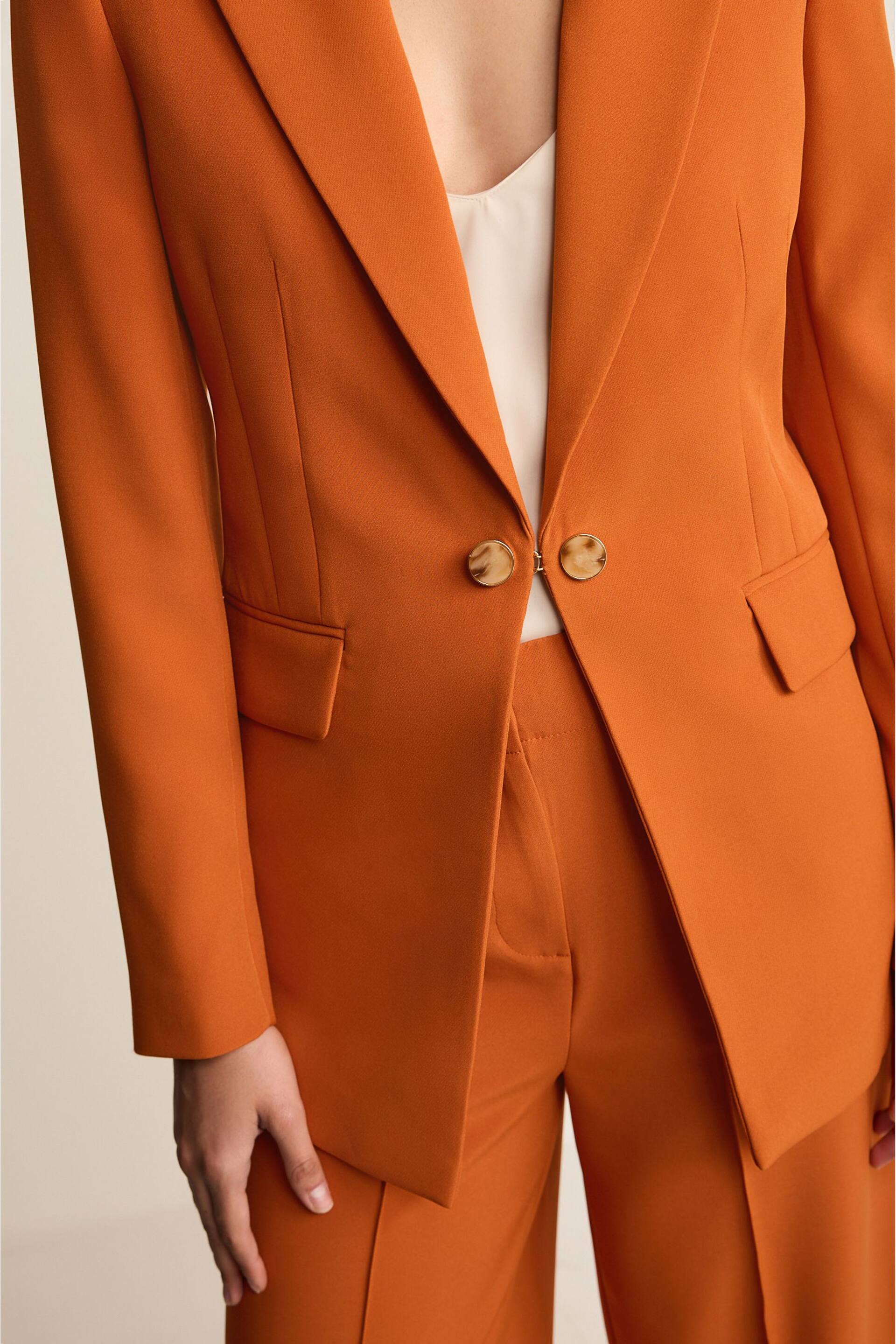 Orange Tailored Crepe Edge to Edge Fitted Blazer - Image 5 of 7