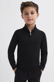 Reiss Black Blackhall Senior Slim Fit Merino Wool Zip Neck Jumper - Image 3 of 7