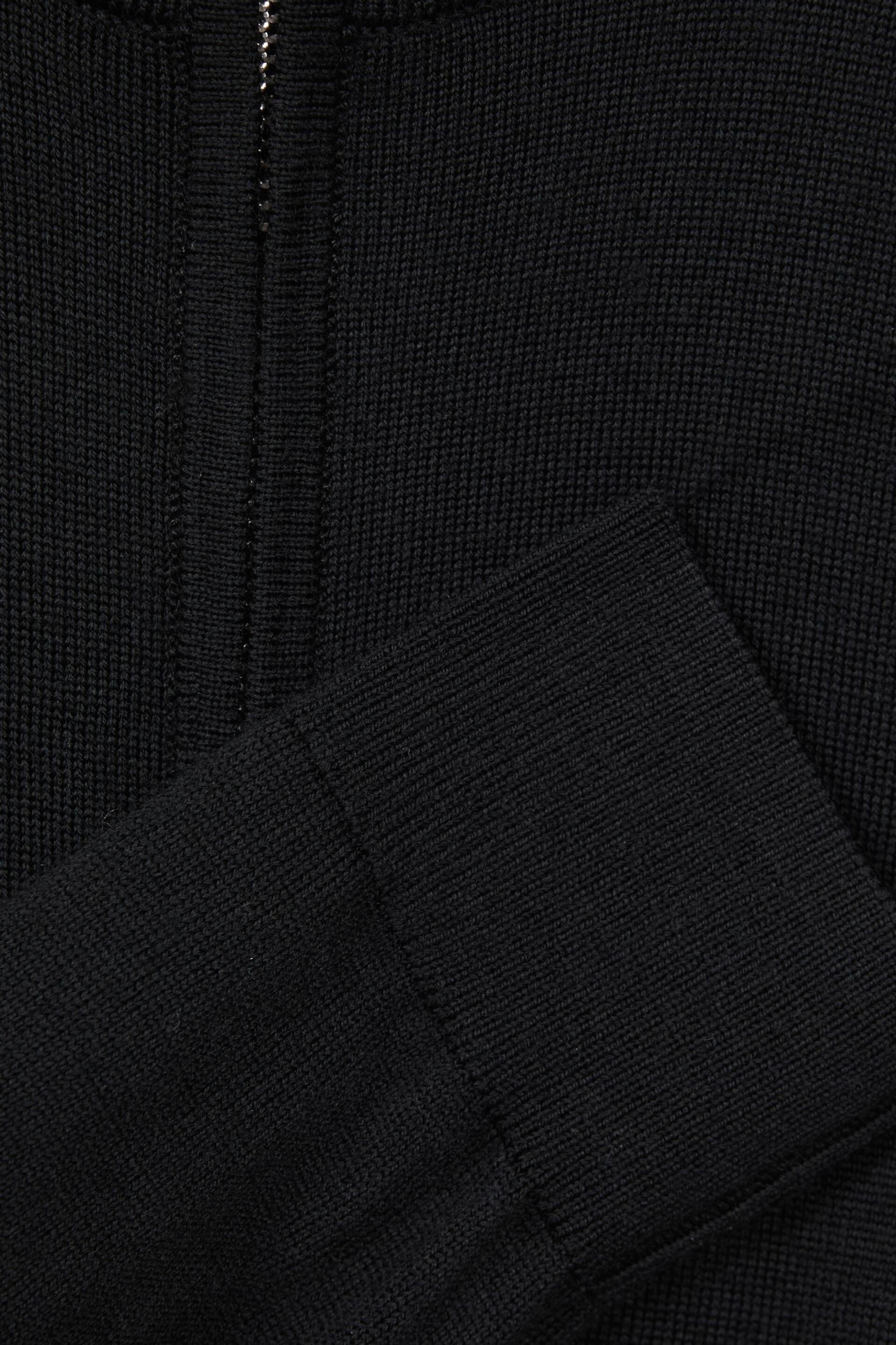 Reiss Black Blackhall Senior Slim Fit Merino Wool Zip Neck Jumper - Image 7 of 7