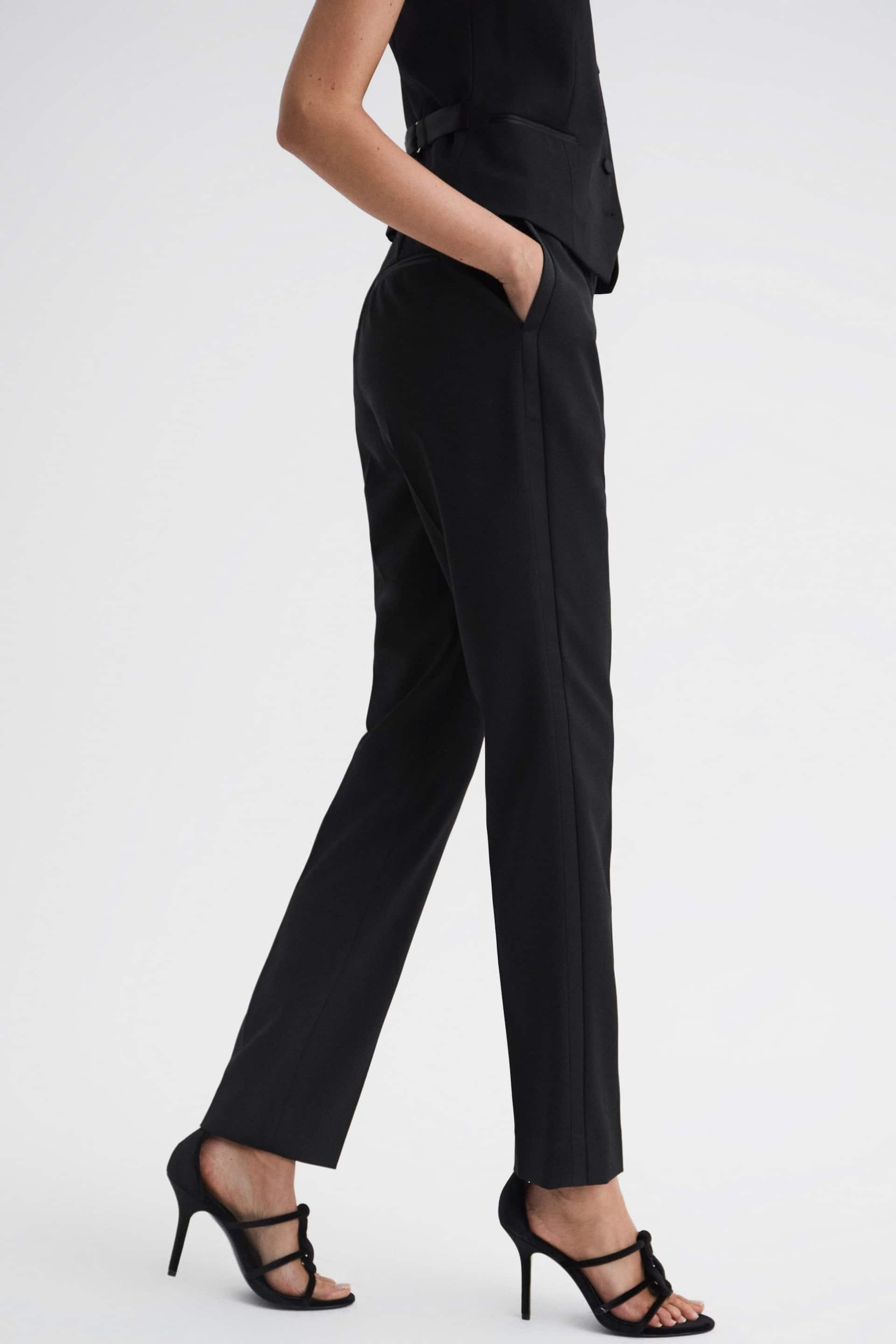 Reiss Black Alia Slim Fit Satin Stripe Suit Trousers - Image 1 of 5