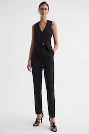 Reiss Black Alia Slim Fit Satin Stripe Suit Trousers - Image 3 of 5