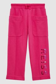 Reiss Bright Pink Mina Junior Drawstring Front Seam Joggers - Image 2 of 6