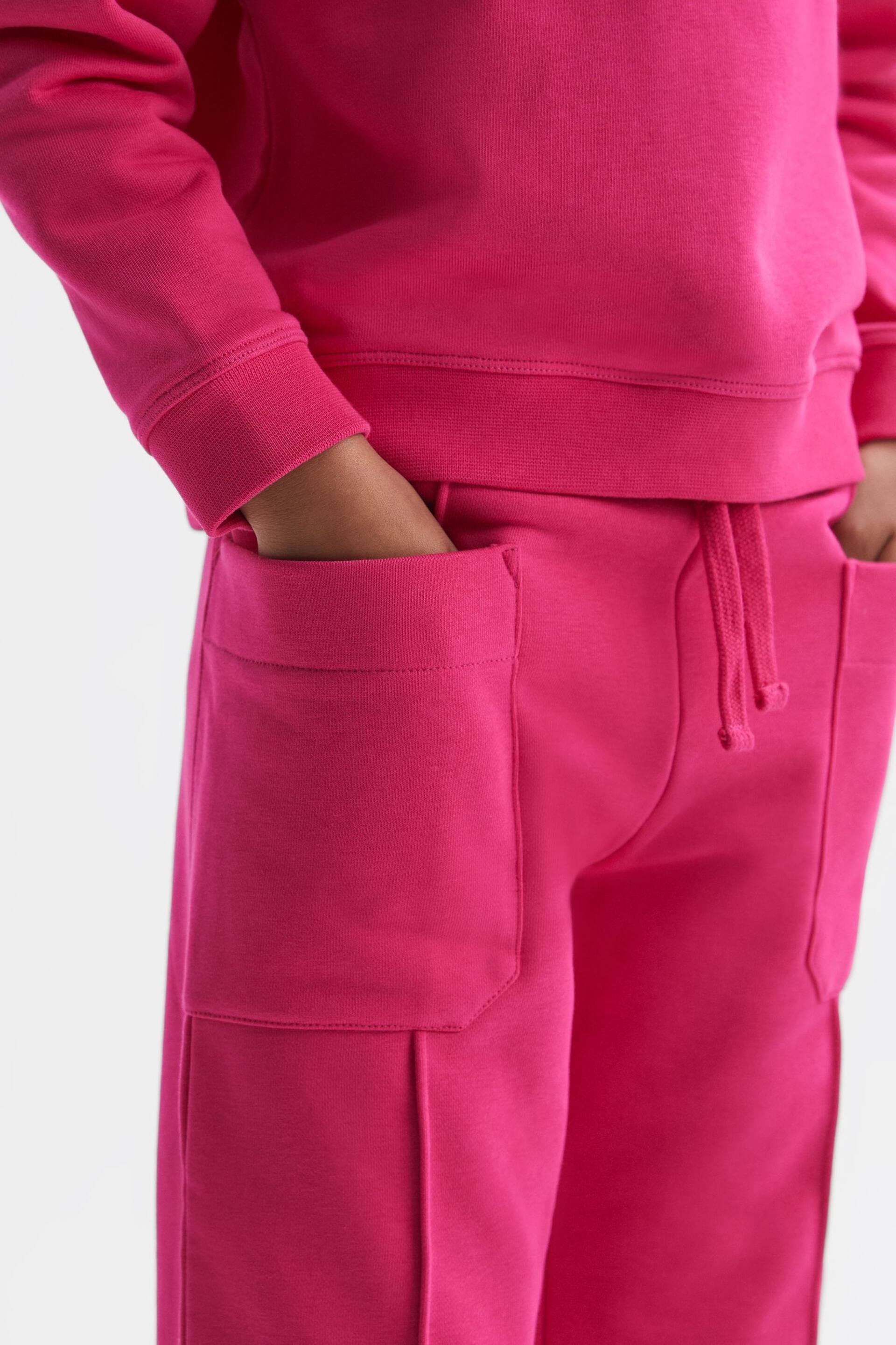 Reiss Bright Pink Mina Junior Drawstring Front Seam Joggers - Image 4 of 6