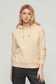 Superdry Cream Embossed Vintage Logo Hoodie - Image 1 of 9