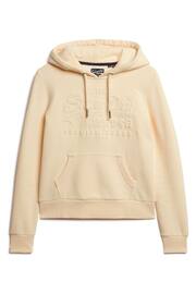 Superdry Cream Embossed Vintage Logo Hoodie - Image 7 of 9