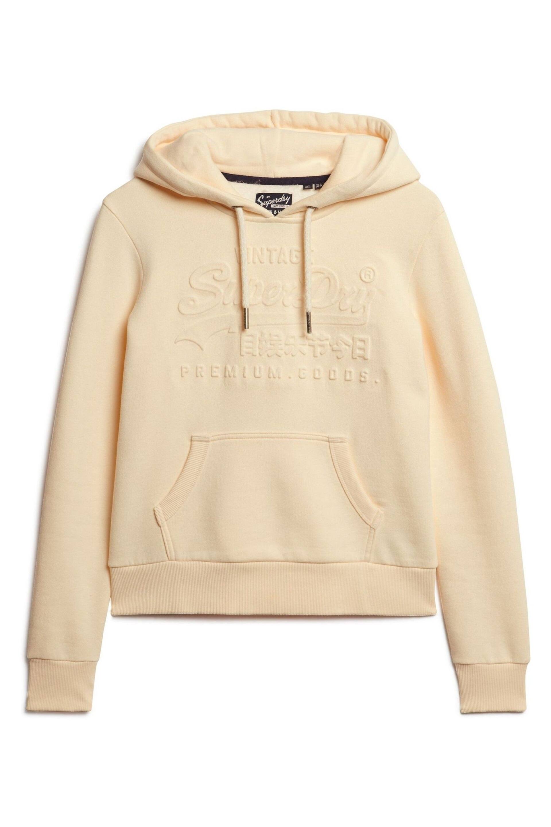 Superdry Cream Embossed Vintage Logo Hoodie - Image 7 of 9