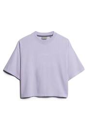 Superdry Purple Micro Logo Embroidered Boxy T-Shirt - Image 4 of 5