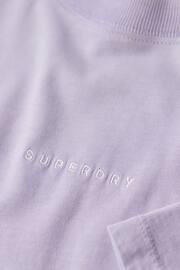 Superdry Purple Micro Logo Embroidered Boxy T-Shirt - Image 5 of 5