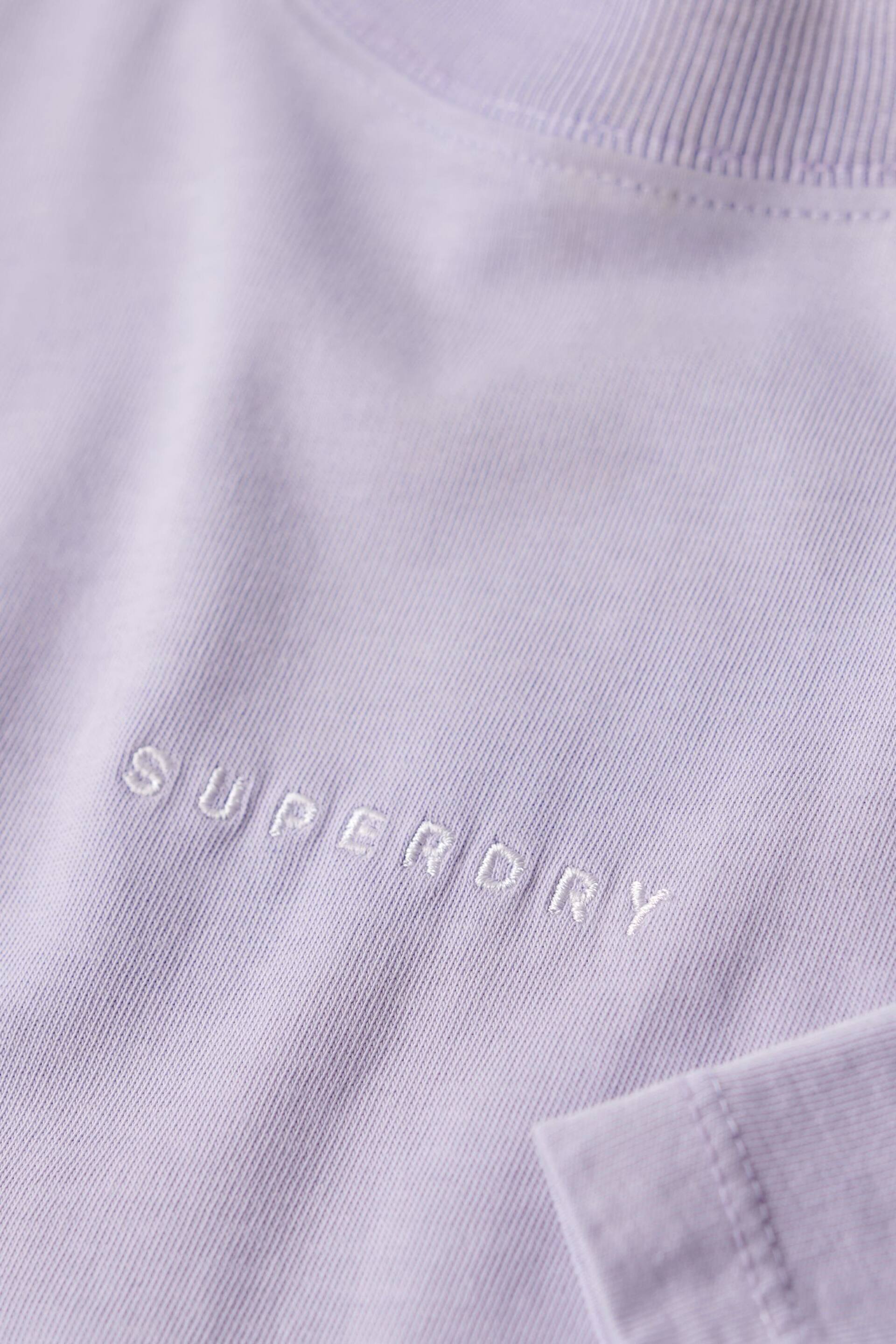 Superdry Purple Micro Logo Embroidered Boxy T-Shirt - Image 5 of 5