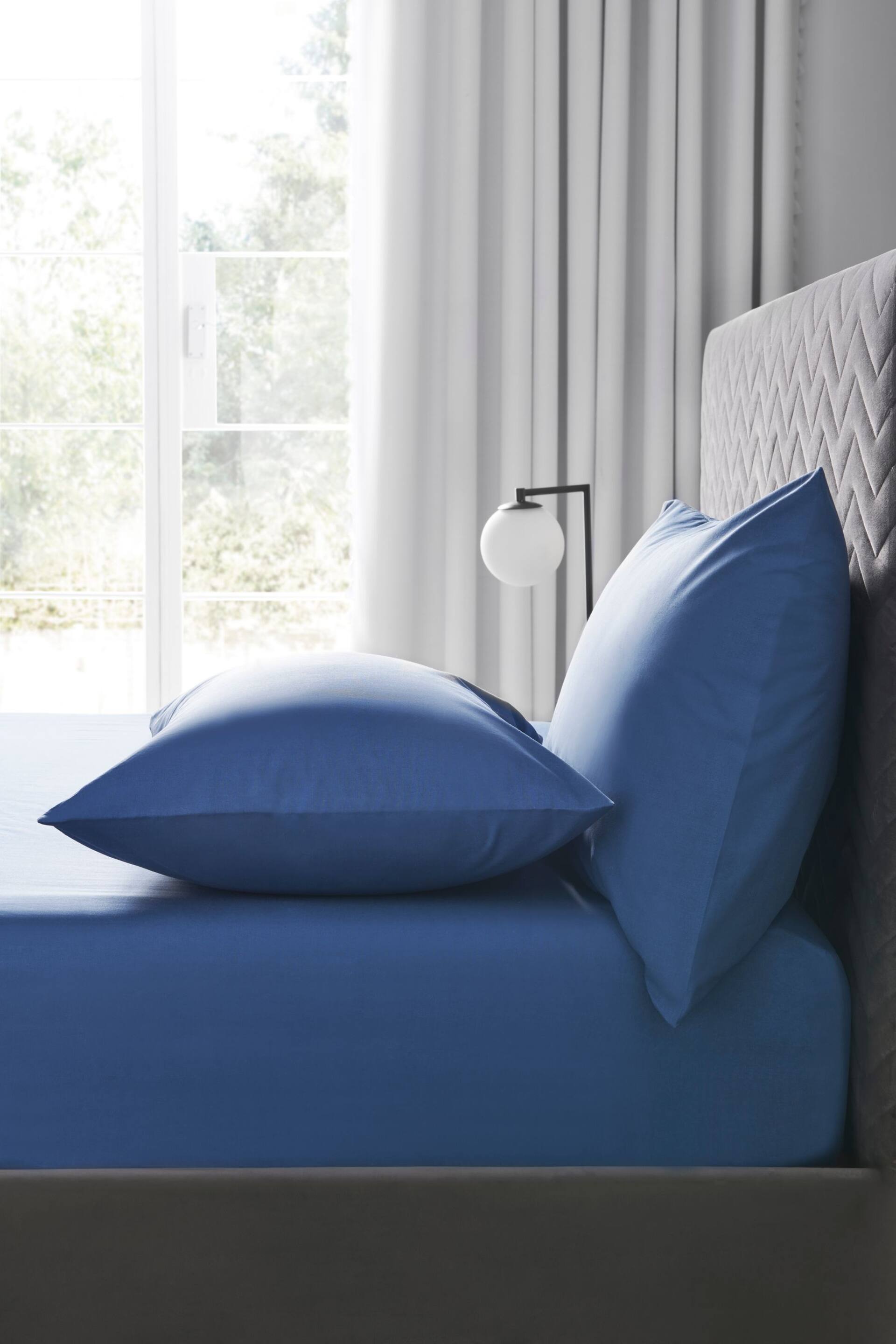 Blue Easy Care Polycotton Deep Fitted Sheet - Image 2 of 3