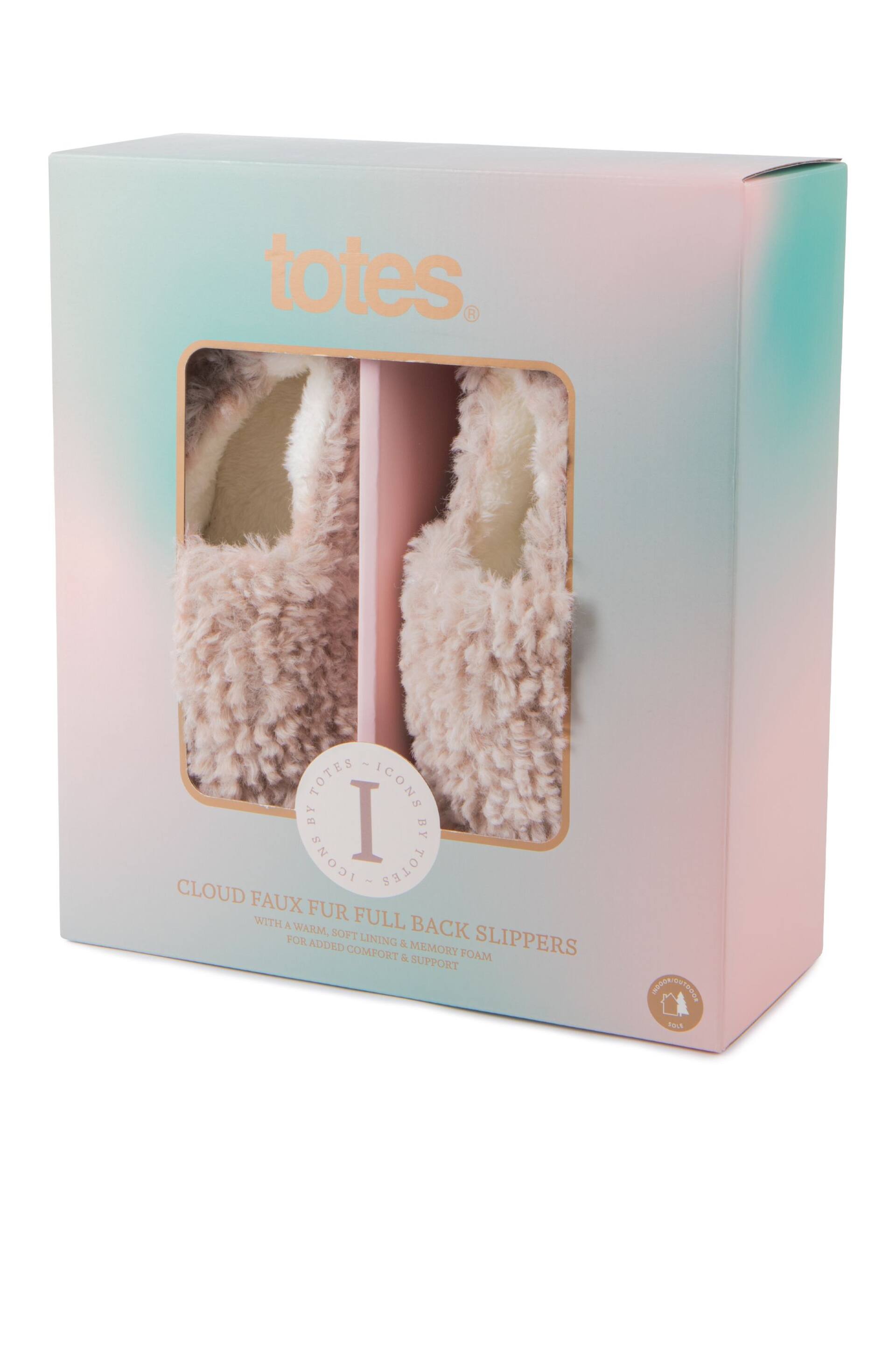 Totes Cream Ladies Cloud Textured Faux Fur EVA Slipper Clogs - Image 2 of 5