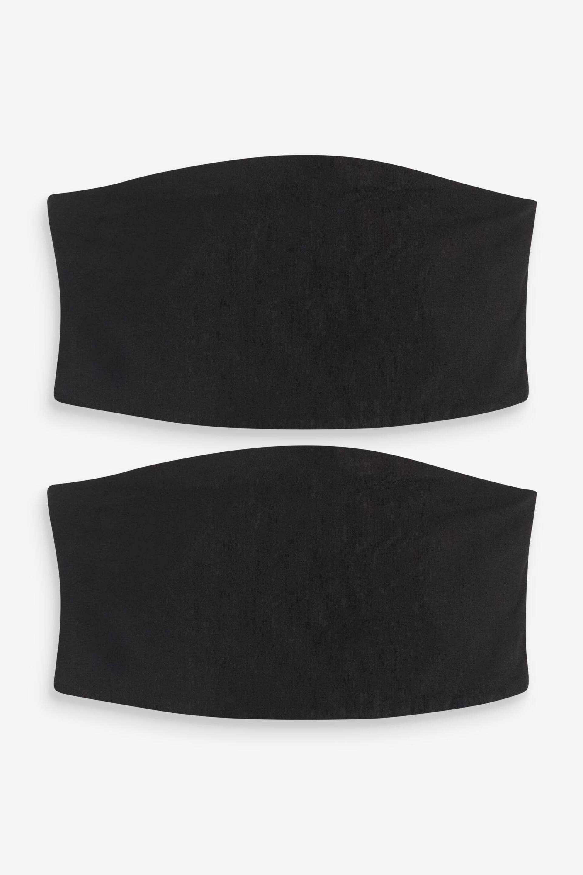 Black Cotton Rich Bandeau Boobtube Tops 2 Pack - Image 1 of 6