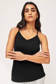 Black V-Neck Thin Strap Vest - Image 1 of 5