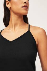 Black V-Neck Thin Strap Vest - Image 3 of 5