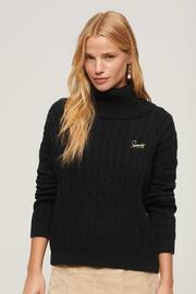 Superdry Black CABLE ROLL NECK KNITWEAR JUMPER - Image 1 of 5